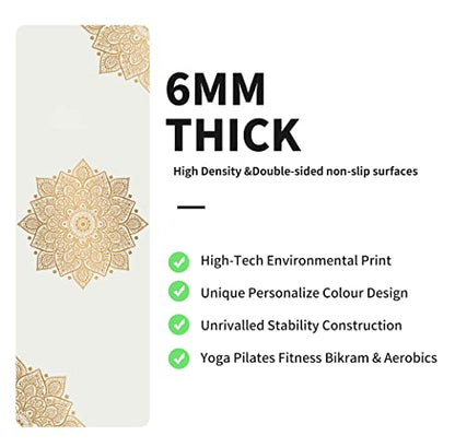 nuveti Yoga Mat Print Extra Thick TPE Non Slip Fitness Exercise Mat with Carrying Bag,72"x24" Extra Thick 6MM Exercise & Workout Mat for Yoga, Pilates Fitness and Floor Exercises - color: White