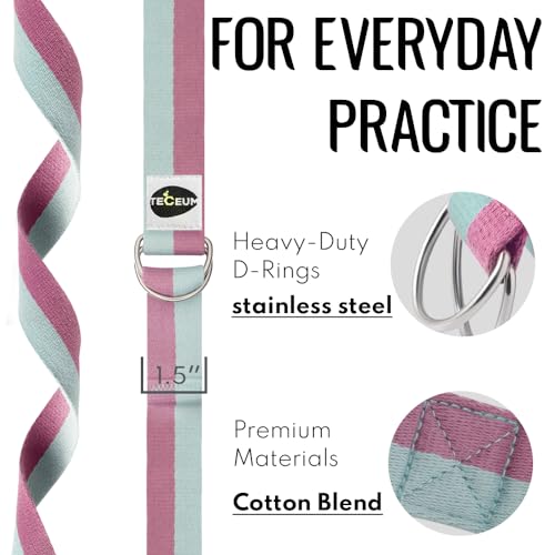 TECEUM 2 IN 1 Yoga & Mat Strap for Stretching – Cotton – 6/8/10 ft - color: Lavender Green, size: 8 ft