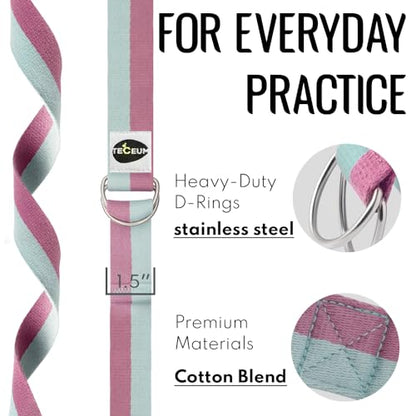 TECEUM 2 IN 1 Yoga & Mat Strap for Stretching – Cotton – 6/8/10 ft - color: Lavender Green, size: 8 ft
