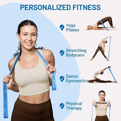 Slim Panda Stretch Strap, Multi-Loop for Physical Therapy,Elastic Yoga Stretching Strap for Dance,Yoga, Pilates & Gymnastics Exercise, Ballet Stretching Band for Flexibility, Leg Stretching - color: Blue