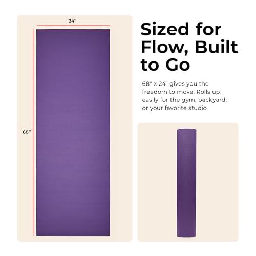 Sunny Health & Fitness Exercise Yoga Mats - Non-Slip Support for Home & Gym - color: Classic Purple