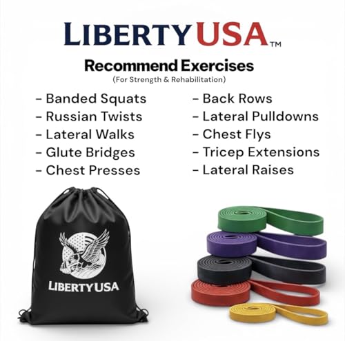 LibertyUSA Resistance Bands, Pull Up Assist Bands - Workout Bands for Strength Training, Exercise, Stretching, Physical Therapy, Fitness for Men & Women