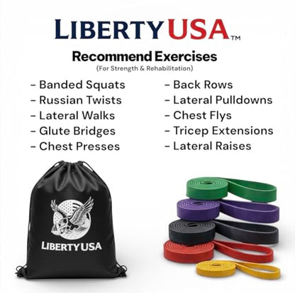 LibertyUSA Resistance Bands, Pull Up Assist Bands - Workout Bands for Strength Training, Exercise, Stretching, Physical Therapy, Fitness for Men & Women