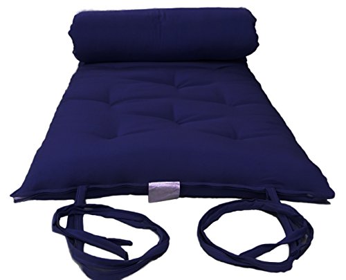 Twin Size Traditional Japanese Floor Futon Mattresses, Tatami Foldable Cushion Mats, Yoga, Meditaion 80 x 39 x 3 (Navy) - color: Navy