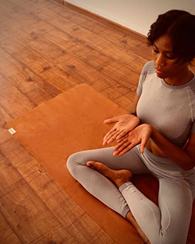 Travel Yoga Mat 1.5mm | Foldable, Lightweight Mat | Use for Travel, Backpacking, Yoga Retreat, Outdoors, Gym, Pilates, Machine Washable, Eco-Friendly - color: Orange