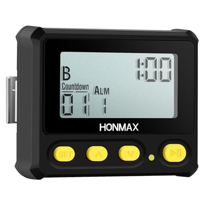 8200 Interval Timer and Stopwatch, Backlight, USB-C Charged, Clock - color: Black+yellow