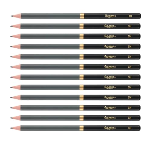Cezanne Graphite Drawing Pencils Set - 3H, Set of 12 Break-Resistant Graphite Lead, Easy-to-Sharpen Sketch Pencils, Master Artist Quality Graphite Pencils for Technical and Artistic Drawing - color: 3H, size: Set of 12