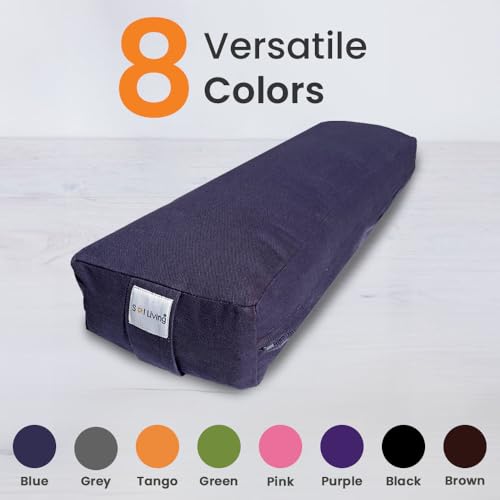 Pranayama Yoga Bolster Meditation Pillow - color: Navy Blue, size: Rectangular 26" x 8" x 5"