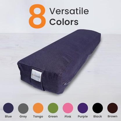 Pranayama Yoga Bolster Meditation Pillow - color: Navy Blue, size: Rectangular 26" x 8" x 5"