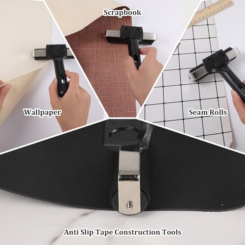 6 Pcs 4-Inch Rubber Brayer Roller for Printmaking, Crafting & Gluing – Heavy-Duty Stainless Steel Handle, Non-Slip Grip – Perfect for Ink, Stamping, Painting, Boat Flooring & Anti-Slip Tape (Black)
