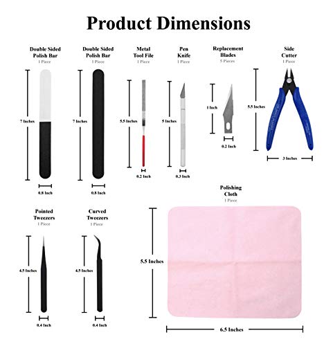 Mandala Crafts 13 Model Building Hobby Tools Kit for 3D Plastic Miniatures | Basic Set with Clippers, Tweezers, Files & Knife for Assembly, Mecha, Scale Kits, Aircraft, Tanks, Ships, Cars, Metal & Resin - style: Basic 13 PCs