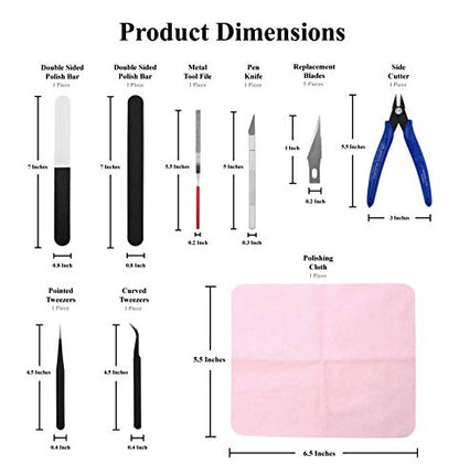 Mandala Crafts 13 Model Building Hobby Tools Kit for 3D Plastic Miniatures | Basic Set with Clippers, Tweezers, Files & Knife for Assembly, Mecha, Scale Kits, Aircraft, Tanks, Ships, Cars, Metal & Resin - style: Basic 13 PCs