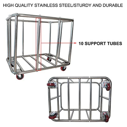 Laundry Cart Commercial,11.35 Bushel (400L) Large Industrial Rolling Laundry Hamper with 4 Inch Wheels,Home Heavy Duty Laundry Baskets with Stainless Steel Frame, 286 LBS Load，10 Support Tubes - color: Blue - 11.35 Bushels - 10 Tubes