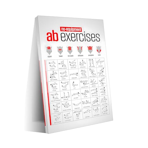 No-Equipment Ab Exercises Poster, Core Workout Chart Wall Art, Home Gym Fitness Guide Print 20x30inch(50x75cm) Frame-style - color: Frame-style, size: 20x30inch(50x75cm)
