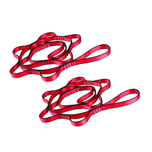 2pcs safety daisy chain, multi-ring adjustable nylon strap rope yoga pilates stretch band - color: Red, size: Length：1.5m