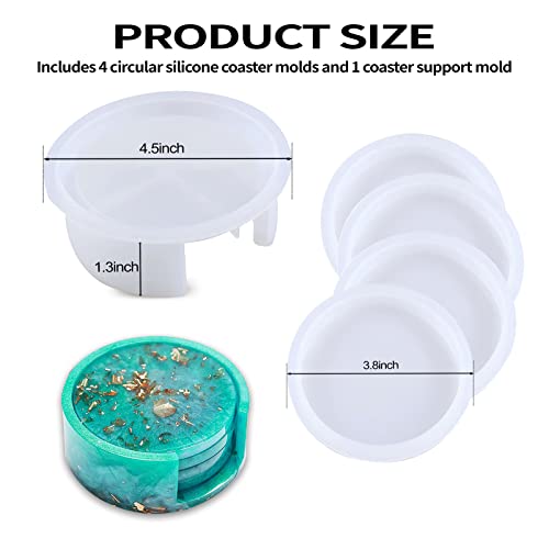 5PCS Resin Coaster Molds - Round Silicone Casting Molds for Epoxy Resin Coaster Casting and DIY Home Decoration，Candle Holders, Home Decoration，Coffee Table for DIY Art Home Decoration ﻿