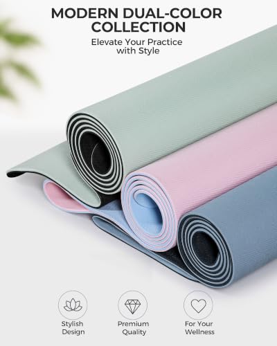3 Pack Premium TPE Yoga Mats Non-slip, 1/4 Thick Double-sided 72"x26.8" Exercise & Fitness Mat with Carrying Strap, Odorless Cushioned Workout Mat for Yoga, Pilates, Home Gym & Meditation