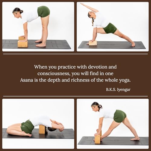 Yogikuti Solid Wooden Yoga Blocks | Premium Pine Wood Iyengar Yoga Blocks | Soild, Durable & Smooth Rounded Edges | Wooden Yoga Props for Stretching, Balance, Alignment & Home Studio Practice