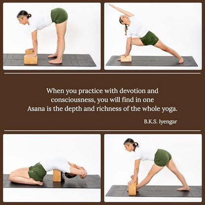 Yogikuti Solid Wooden Yoga Blocks Set of 2 | Premium Pine Wood Iyengar Yoga Blocks | Solid, Durable & Smooth Rounded Edges | Wooden Yoga Props for Stretching, Balance, Alignment & Home Studio Practice