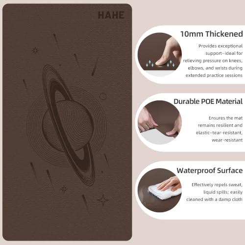 HAHE Extra Wide Yoga Mat, 72"x40"x0.4"Thick, Large Exercise Mats - color: Deep Brown