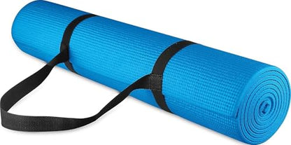 Fitvids All Purpose 1/4-Inch High Density Anti-Tear Exercise Yoga Mat with Carrying Strap, Multiple Colors - color: Blue