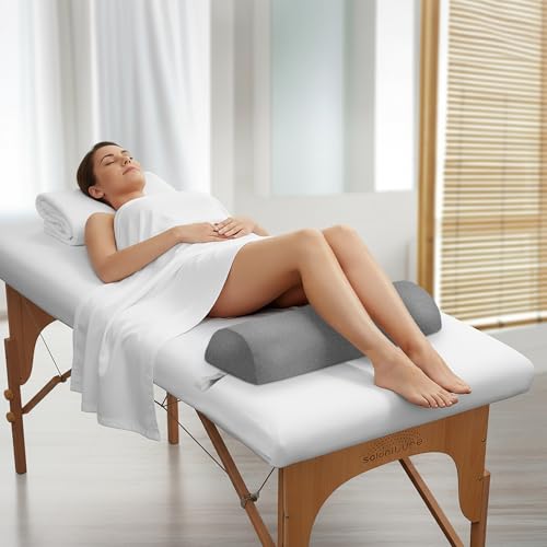 Saloniture Jumbo Half Round Massage Table Bolster Under-Knee Pillow Pad - 26 x 9 x 4.5 Inch - Gray Velour - color: Gray