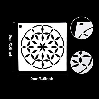 Augshy 56 Pack Mandala Stencils for Dot Painting on Wood Furniture | Mandala Painting Stencils, Wood Furniture Decoration, DIY Rock Art Projects, 3.6x3.6 Inch - style: Mandala