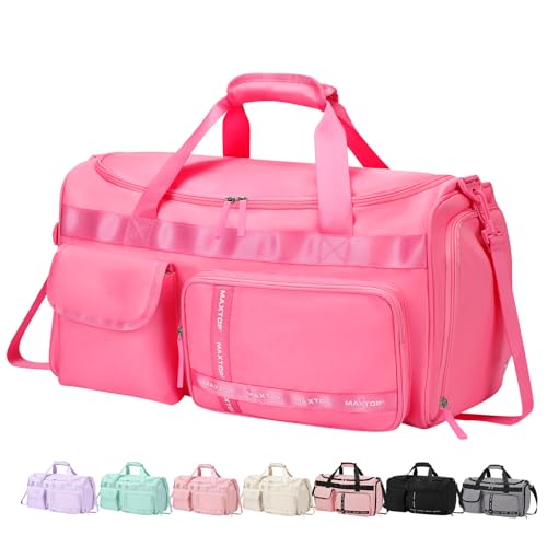 MAXTOP Large Gym Bag for Women Men Duffle Bag With Wet Dry Separation - color: Rose, style: Gym Bag