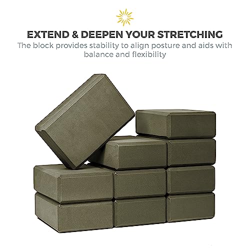 3in Yoga Blocks Bulk, 10 Pack, 3x6x9in - color: Olive Green