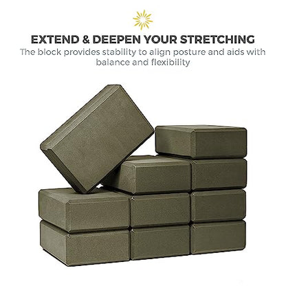 3in Yoga Blocks Bulk, 10 Pack, 3x6x9in - color: Olive Green