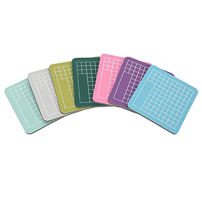 Mini Self Healing Cutting Mat Set 2.4 Inch 7 Pieces Colorful Craft Mats Non Slip Sewing Pads for Quilting Scrapbooking Paper Carving, Mint Green Matcha Gray Sky Blue