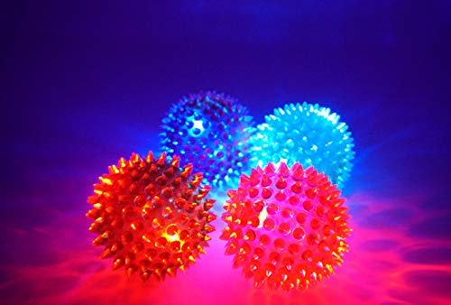 JA-RU Large 3.25" Light Up Spiky Rubber Ball (8 Balls) Spike Sensory Toy for Kids. Squishy Bouncy Dog Toy. Therapy Stress Fidget. Party Favor. Plus 1 Sticker. 699-8s - size: 8 Giant Balls