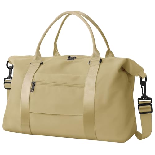 Travel Duffle Bag, Waterproof Weekender Bag Carry On Tote Bags for Women, Travel Essentials Sport Gym Bag for Men, Hospital Bag for Labor and Delivery, Overnight Bag Luggage Bag with Trolley Sleeve - color: 08 Apricot Yellow