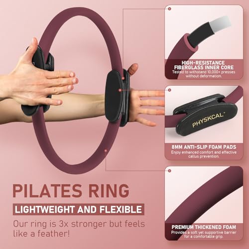 PhysKcal Pilates Ring, 15-Inch Magic Circle with Thick Padded Handle - color: Plum