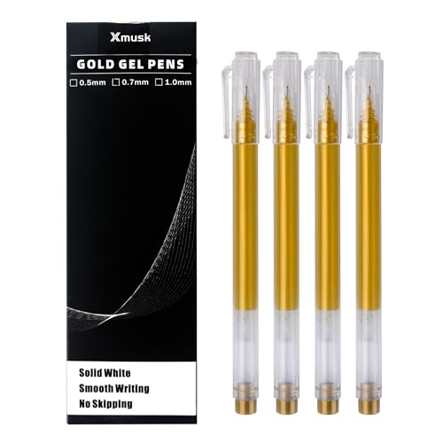 4 Pack Gold Gel Pens with 1.0mm Fine Tip for Black Paper Drawing | Smooth Ink Flow, High Opacity, Quick Drying, Gold Ink Gel Pen for Detailing, Journaling, Highlighting, Coloring - style: 4 Gold x 1.0 mm