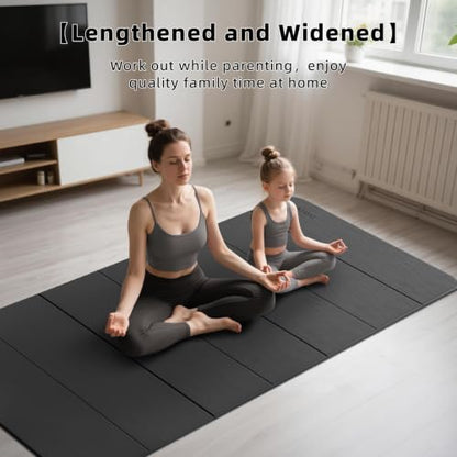PAIDU Foldable Yoga Mat 10MM Thick 75‘’x40‘“ Quick Fold Easy Storage - color: Black