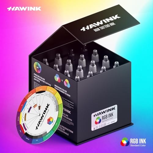 HAWINK Tattoo Ink Set 1OZ 14 Colors Ink and 2 Color Mixing SolutionTI205-30-16