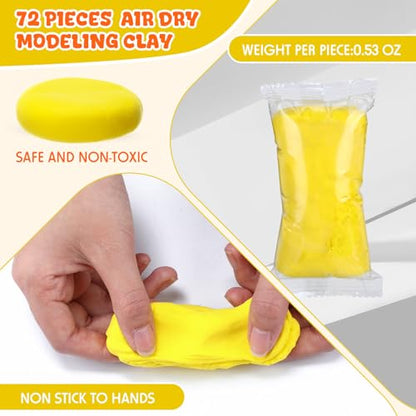 VioraWhite 72 Pcs 38oz Air Dry Clay Bulk Modeling Clay,Yellow | Ultra Lightweight Foam Modeling Clay for Kids Adults, DIY Gifts Party Arts Crafts, School Project Supplies - color: Yellow