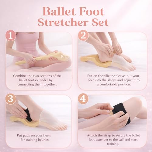 Ballet Foot Stretcher Set – Original Dance Foot Stretching Trainer for Arch & Flexibility, Ballet, Yoga & Dancers - color: Khaki