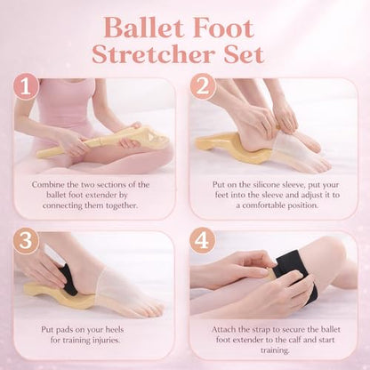 Ballet Foot Stretcher Set – Original Dance Foot Stretching Trainer for Arch & Flexibility, Ballet, Yoga & Dancers - color: Khaki