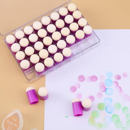 40 Pieces Sponge Daubers W/Storage Case - Handy Finger Daubers for Applying and Spreading Ink, Paint, Glue & More - Providing Excellent Detail Control and Precision - color: Purple