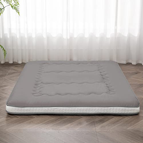 Dr.Futon Japanese Floor Futon Mattress Extra Thick Folding Roll Up Bed Topper Mat for Guest,Lounger and Tavel - color: Darkgrey, size: Twin