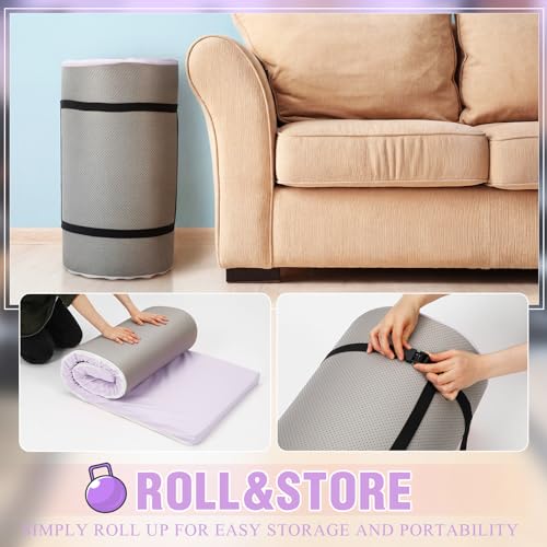 Lyrow 2 Inch Thick Yoga Mat 72x24 with Carry Strap Foam - color: Taro Purple
