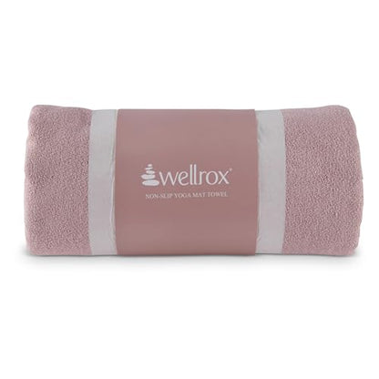 Wellrox Microfiber Yoga Mat Towel with Grip – Ultra Absorbent, Super Soft, and Quick Dry Hot Yoga Towel Non Slip for Pilates, Bikram, and Fitness Workouts (74” x 26”, Rose) - color: Rose