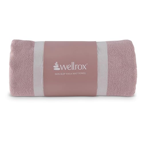 Wellrox Microfiber Yoga Mat Towel with Grip – Ultra Absorbent, Super Soft, and Quick Dry Hot Yoga Towel Non Slip for Pilates, Bikram, and Fitness Workouts (74” x 26”, Rose) - color: Rose