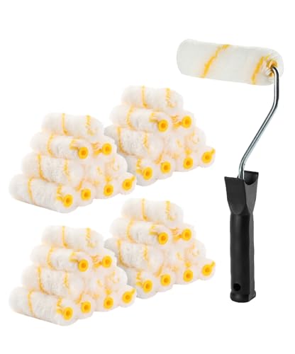 Bates- Paint Rollers, 4 inch Paint Roller with 40 Covers, Wall Painting Tool - color: White, size: 4 inch Paint Roller+40 Covers