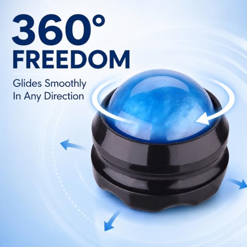 Manual Massage Ball Roller for Essential Oils & Lotion - Blue Handheld Deep Tissue Massager for Back, Neck & Foot Relief - color: Blue