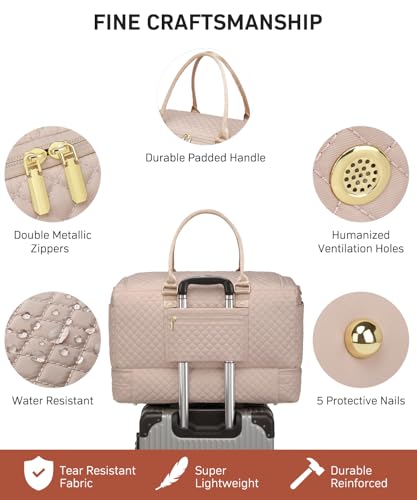 WINDARS Travel Duffle Bag, Weekender Bags for Women with Shoe Compartment, Overnight Bag with Toiletry Bag, Carry On Duffel Bags For Airplanes, Yoga Gym Duffel Bag, Antiquewhite - color: Antiquewhite