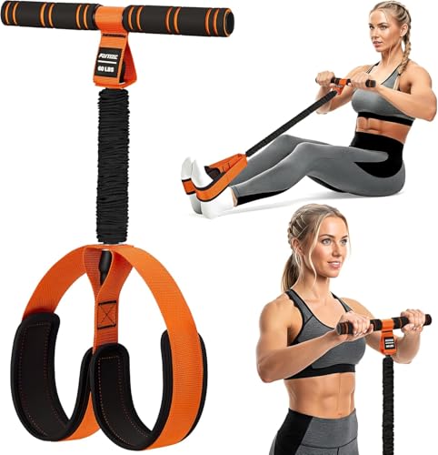 KUTIZE Multifunction Pedal Resistance Band with Handle, Upgraded Exercise Equipment with Soft Foot Pedal for Sit Up & Full-Body Home Gym Workouts, Core/ABS Training, Pilates, Yoga & Physical Therapy - color: 1-Orange-60LBS