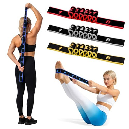 Fitness Resistance Band for Stretching and Yoga, Multifunction Tension Rope,8 Loops Elastic Exercise Bands,Adjustable Bands,for Full Body Stretching Shaping and Training - color: Red+Grey+Yellow
